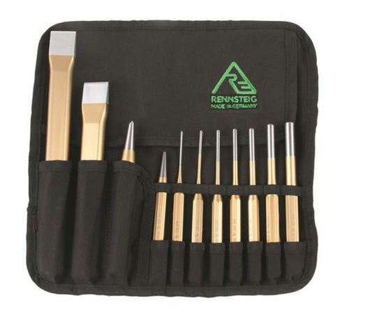 Rennsteig Chisel, Pin & Centre Punch Tool Roll 11 Piece REN02 punch set Rennsteig