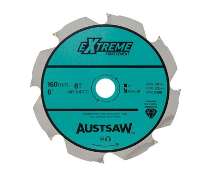 Austsaw 160mm (6 1/4in) Polycrystalline Diamond Blade  20/16mm Bore - 4PCD 4TCT Teeth PCD160