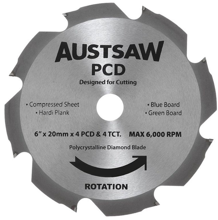 Austsaw 160mm (6 1/4in) Polycrystalline Diamond Blade  20/16mm Bore - 4PCD 4TCT Teeth PCD160