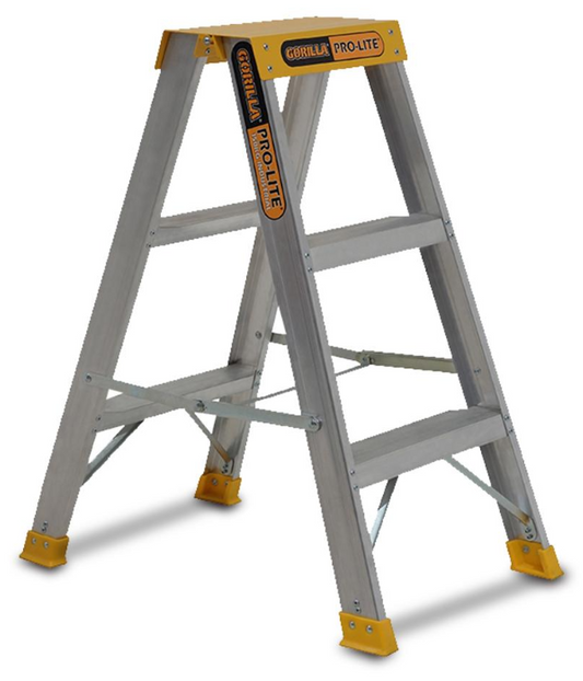 Gorilla -PRO Pro-Lite 3 Step Double Sided Aluminium Ladder 3 FT 150kg SM003-PRO Ladder Gorilla Hartman Group
