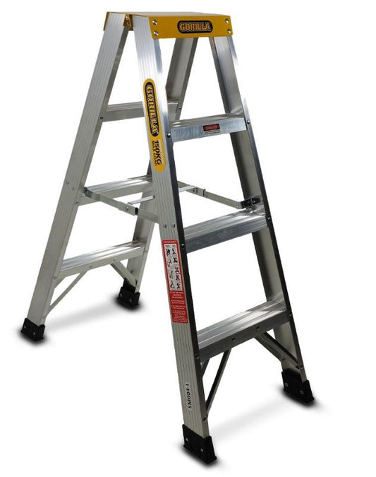 Gorilla 4-Step 1.2m 150kg 4FT Aluminium Double Sided Industrial Ladder SM004-I Ladder Gorilla Hartman Group