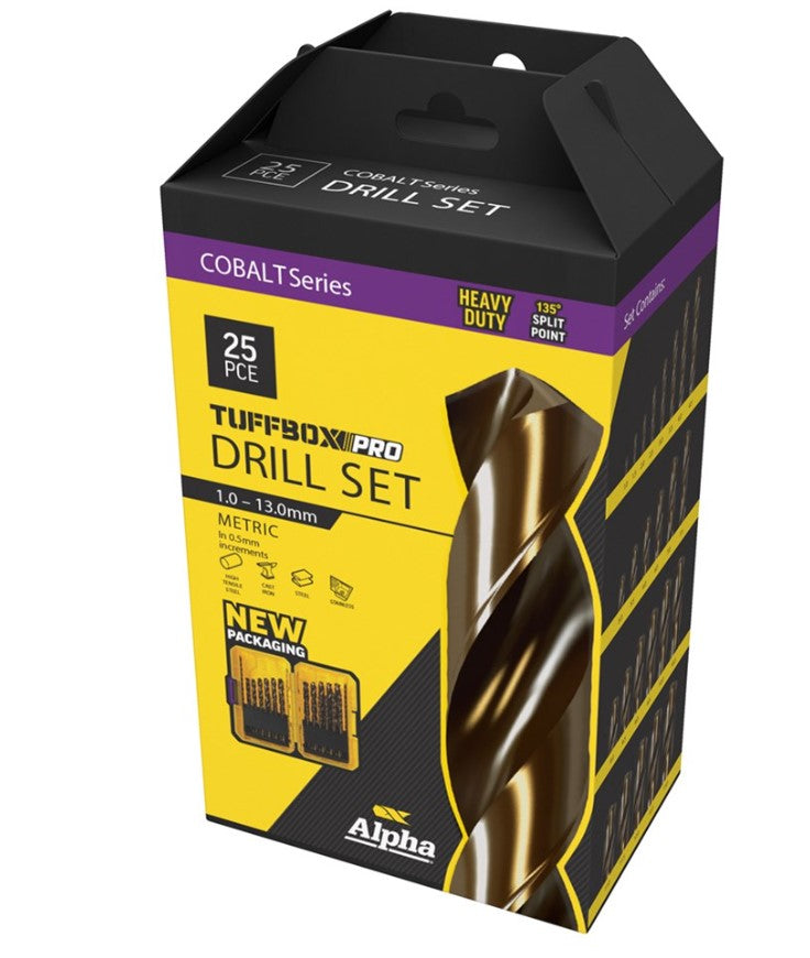 Alpha Cobalt Metric Tuffbox Pro Drill Set 25 Piece 1.0-13.0mm SM25COTP Drill Bit Alpha