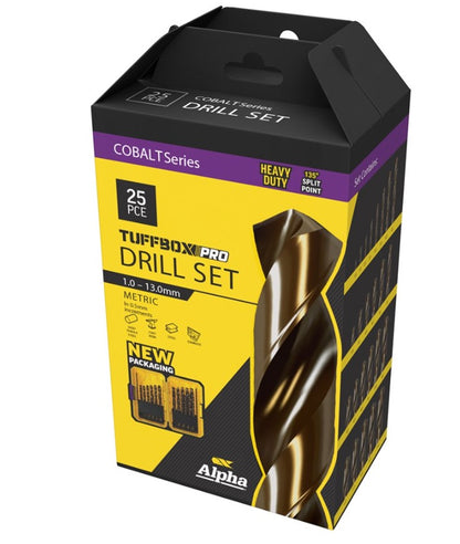 Alpha Cobalt Metric Tuffbox Pro Drill Set 25 Piece 1.0-13.0mm SM25COTP Drill Bit Alpha