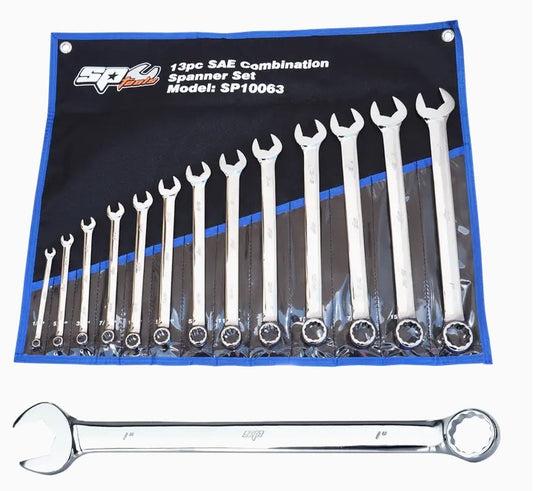 SP Tools Combination ROE Quad Drive Spanner Set - 15° Offset - SAE - 13pc SP10063 Spanner Set SP Tools