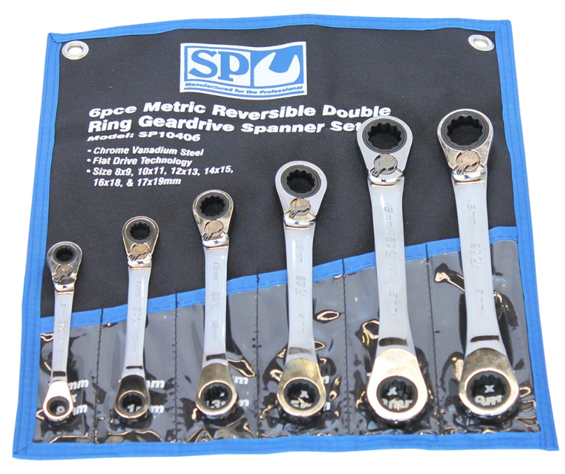 SP Tools Double Ring Gear Drive Spanner Set - 15° Offset - Metric 6pc SP10406 Spanner Set SP Tools