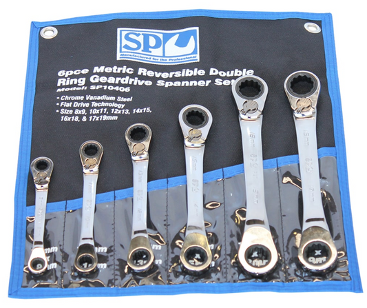 SP Tools Double Ring Gear Drive Spanner Set - 15° Offset - Metric 6pc SP10406 Spanner Set SP Tools