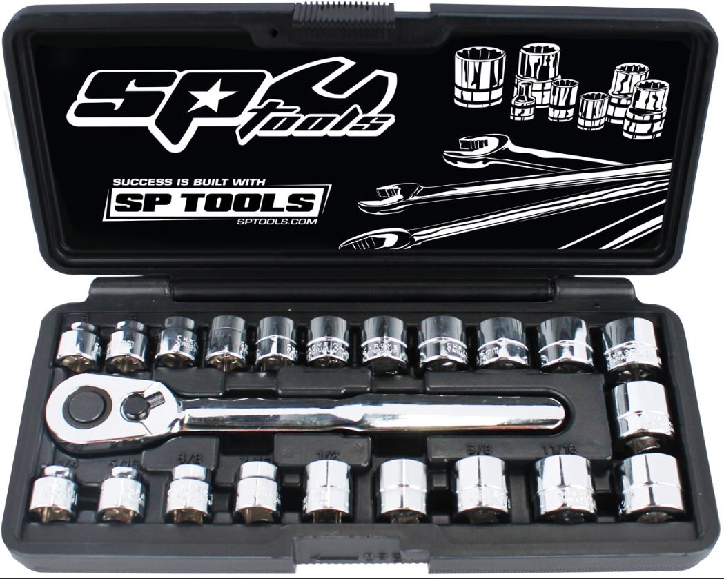 SP Tools 3/8"Dr Socket Set 12PT- Low Profile ( Stubby) Metric SAE 22pc SP20220 Socket Set SP Tools