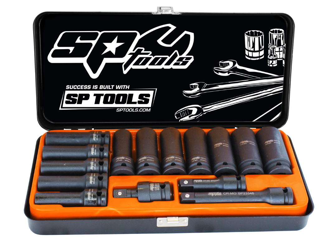 SP Tools 1/2"Dr Deep Impact Socket Set 6pt SAE 14pc SP20325 Socket Set SP Tools