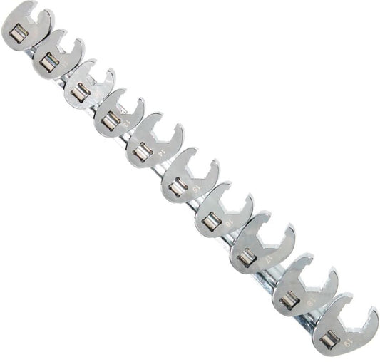 SP Tools Flare Crowfoot Nut Wrench Rail 3/8″ Dr Metric 10 Piece Set SP20574 Wrench Rail SP Tools