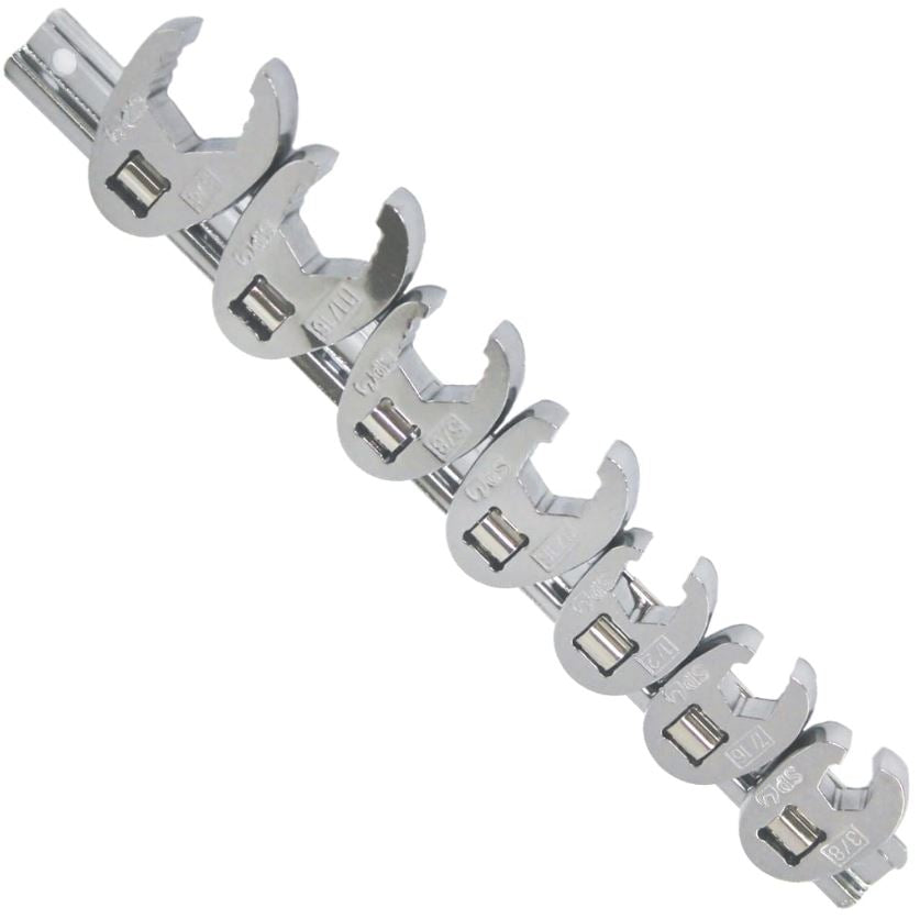 SP Tools Flare Crowfoot Nut Wrench Rail 3/8″ Dr SAE 7 Piece Set SP20594 Wrench Rail SP Tools