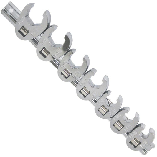 SP Tools Flare Crowfoot Nut Wrench Rail 3/8″ Dr SAE 7 Piece Set SP20594 Wrench Rail SP Tools