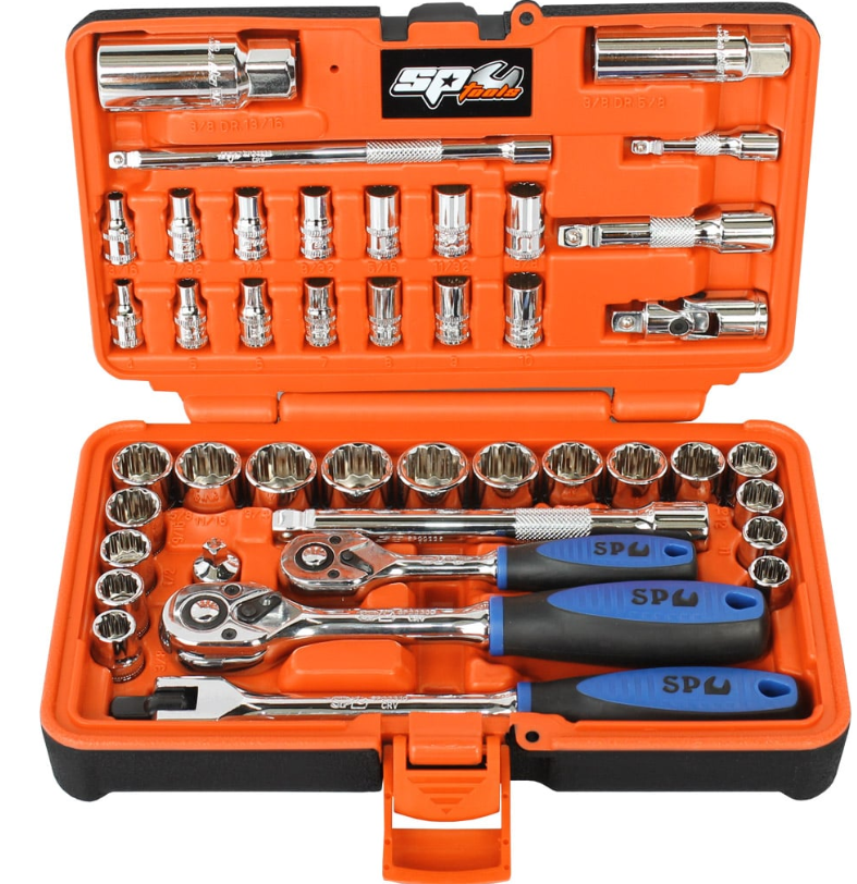 SP Tools 1/4"Dr & 3/8"Dr Socket Set in X-Case 12pt Metric/SAE 42pc SP20601 Socket Set SP Tools