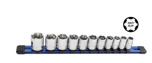 SP Tools Xtreme Grip 11PC 1/4" Metric Socket Rail Set 4-14mm SP33014 Socket Set SP Tools