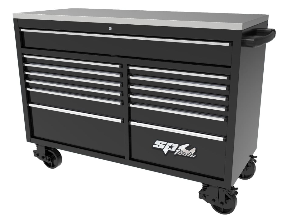 SP Tools USA Sumo Series Wide Roller Cabinet - 13 Drawer - Black/Chrome SP44725 Cabinet SP Tools