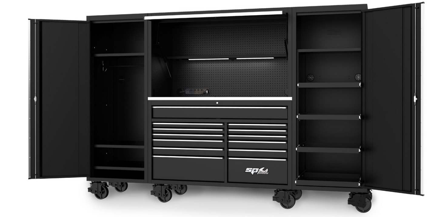 SP Tools USA Sumo Series Wide Roller Cabinet - 13 Drawer - Black/Chrome SP44725 Cabinet SP Tools