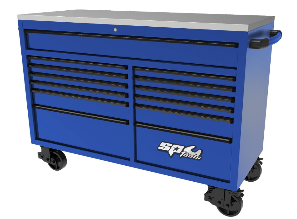 SP Tools USA Sumo Series Wide Roller Cabinet - 13 Drawer – Blue/Black SP44725BL Cabinet SP Tools