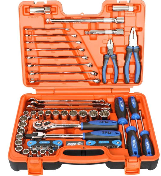 SP Tools Tool Kit In X-Case - 3/8"Dr 60pc Metric SAE SP51204 Socket Set SP Tools