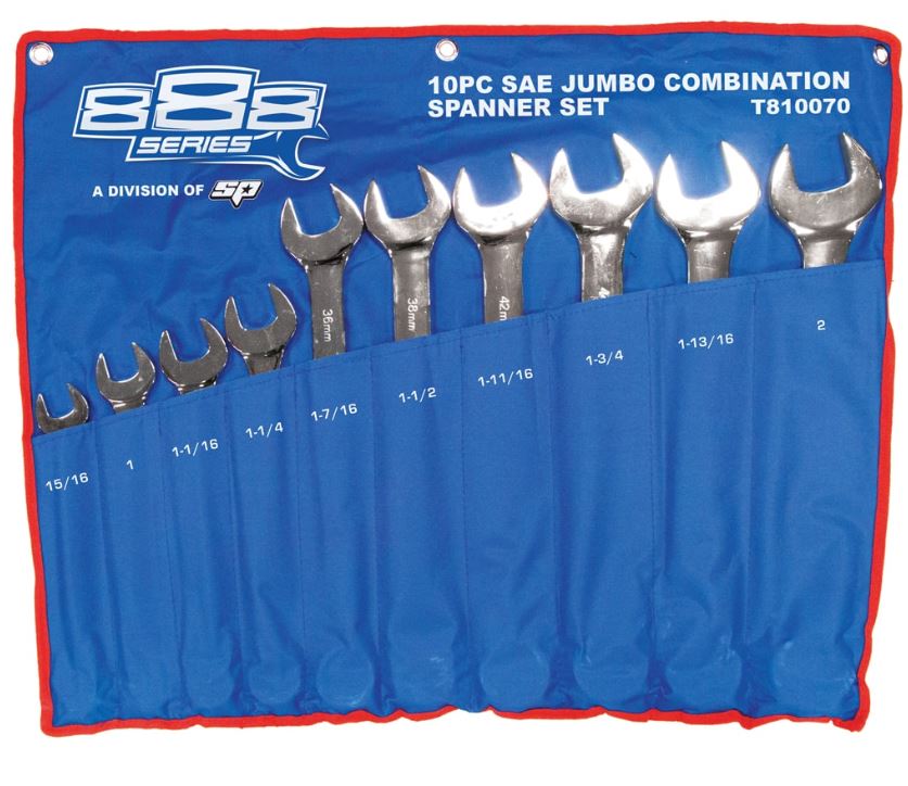 SP Tools 888 Combination 10pce SAE ROE Jumbo Spanner Set T810070 Spanner Set SP Tools