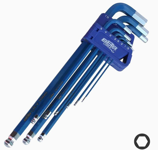 SP Tools Ball Drive Hex Key Set Metric Colour Coded BLUE 888 Long Series 9pc T834511 Hex Key SP Tools