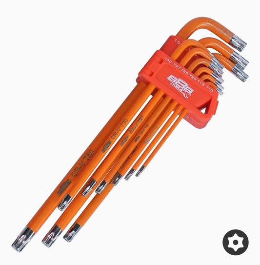 SP Tools Key Set TORX Tamper Proof Colour Coded ORANGE 888 Long Series 9pc T834518 Hex Key SP Tools