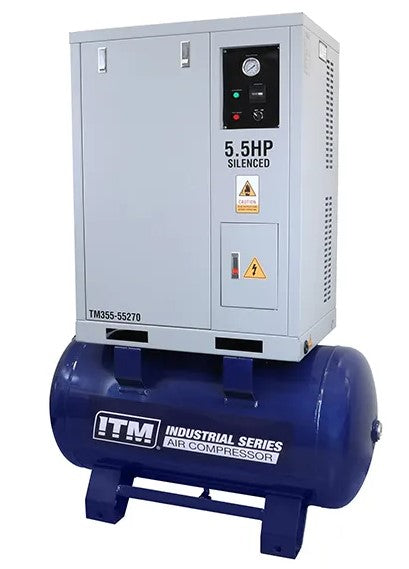 ITM Air Compressor, Silenced Cabinet 3 Phase, 5.5Hp, 270Ltr, Fad 465 L/Min TM355-55270 Compressor ITM