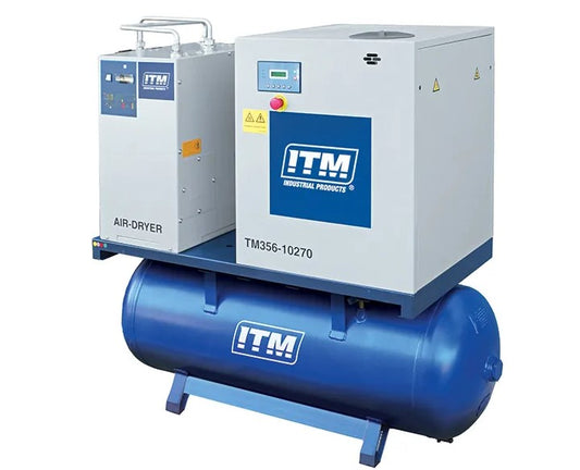 ITM Air Compressor Rotary Screw With Refrigerated Dryer, 3 Phase, 10Hp, 270Ltr, Fad 1080 TM356-10270 Compressor ITM