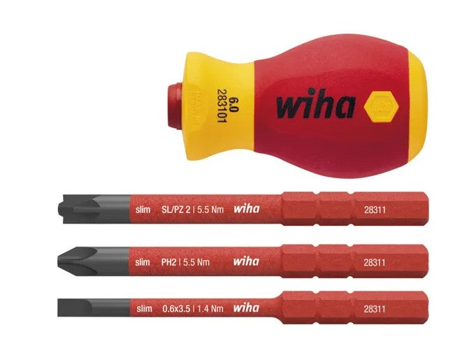 WIHA Screwdriver With Bit Holder Set, Slimvario, Vde 1000v Insulated WH-41230 screwdriver set WHIA