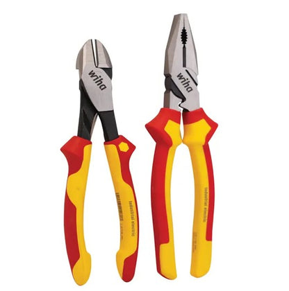 WIHA 2 Piece Plier Set, 41250 220mm Lineman's Pliers & 26754 200mm Side Cutters, VDE 1000V Insulated WH-41926 Plier and Cutters WHIA