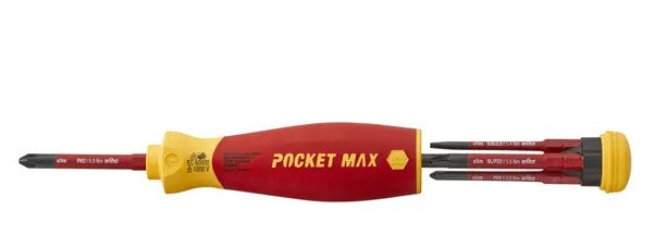 WIHA Screwdriver With Bit Magazine Pocketmax Electric Mixed With 4 Slimbits, VDE 1000v Insulated WH-45296 screwdriver set WHIA
