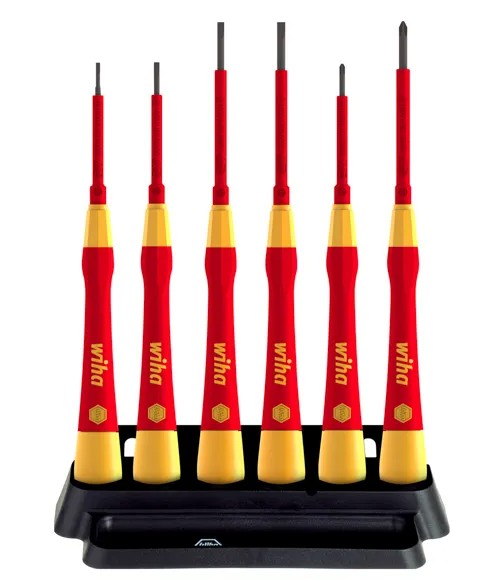 WIHA 7 Piece Fine Screwdriver Set, Picofinish, Slotted & Phillips, Inc. Holder, VDE 1000V Insulated WH-42989 screwdriver set WHIA