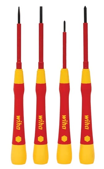 WIHA 4 Piece Fine Screwdriver Set, Picofinish, Slotted & Phillips, Vde 1000v Insulated WH-44847 screwdriver set WHIA