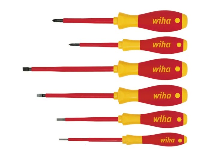 WIHA 6 Piece Screwdriver Set, Slotted & Phillips, Softfinish, VDE 1000V Insulated WH-00833 screwdriver set WHIA