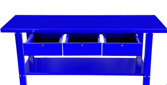 TQB Steel Workbench 3 Drawer 2000MM Blue 1012T Workbench Trade Quip
