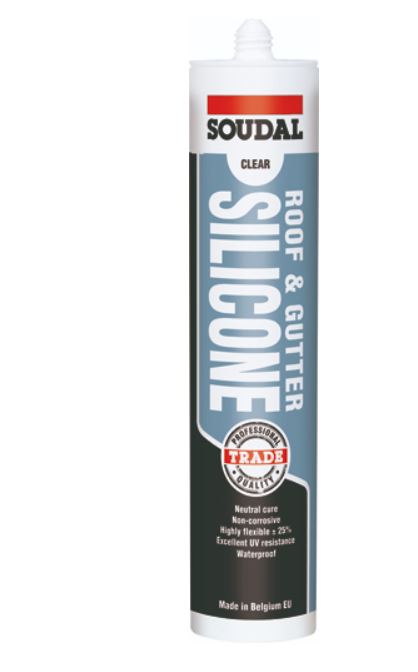 Soudal Roof & Gutter Silicone 300ml x 12 127779 127778 silicone Soudal Clear