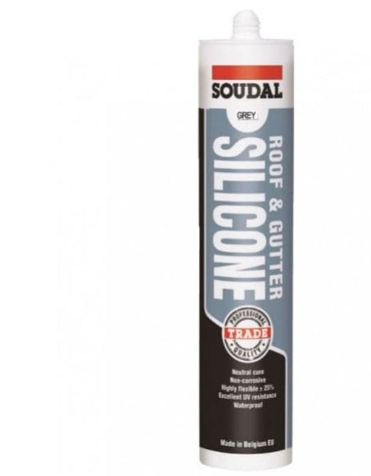 Soudal Roof & Gutter Silicone Grey 300ml x 12 127778 silicone Soudal