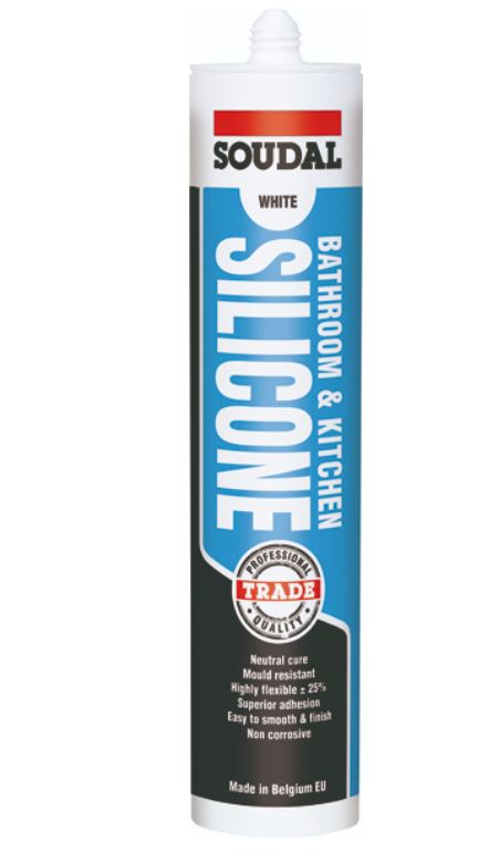 Soudal Bathroom & Kitchen Silicone 300ml x 12 127784 127783 154228 silicone Soudal White