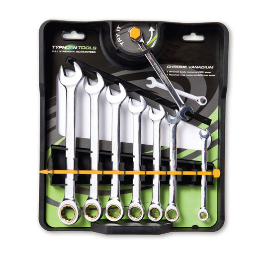 Typhoon Tools 8 piece ratchet spanner set imperial 70022 Spanner Typhoon Tools