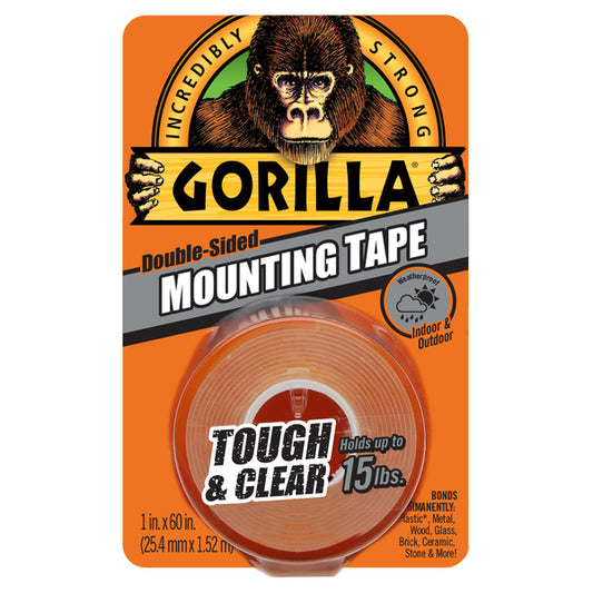 Gorilla Clear Mounting Tape Roll- 25.4mm x 1.52m GG41022 tape Gorilla