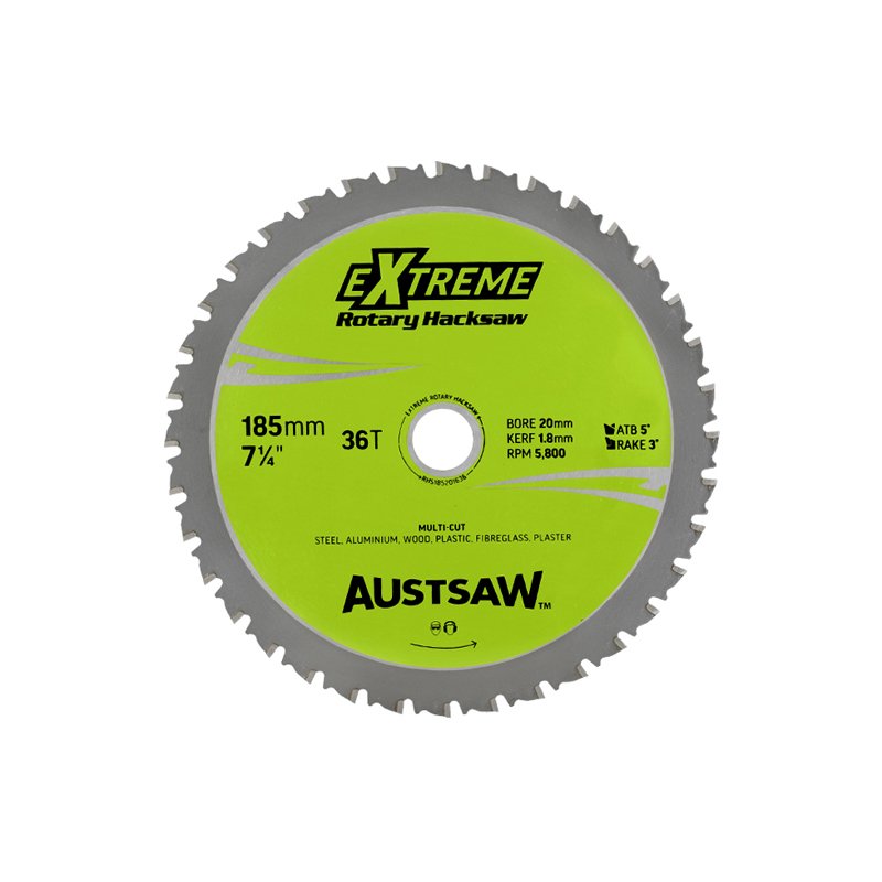 Austsaw 185mm (7in) Rotary Hacksaw Blade 20/16mm Bore 36 Teeth RHS185201636 Multicut Blades Austsaw