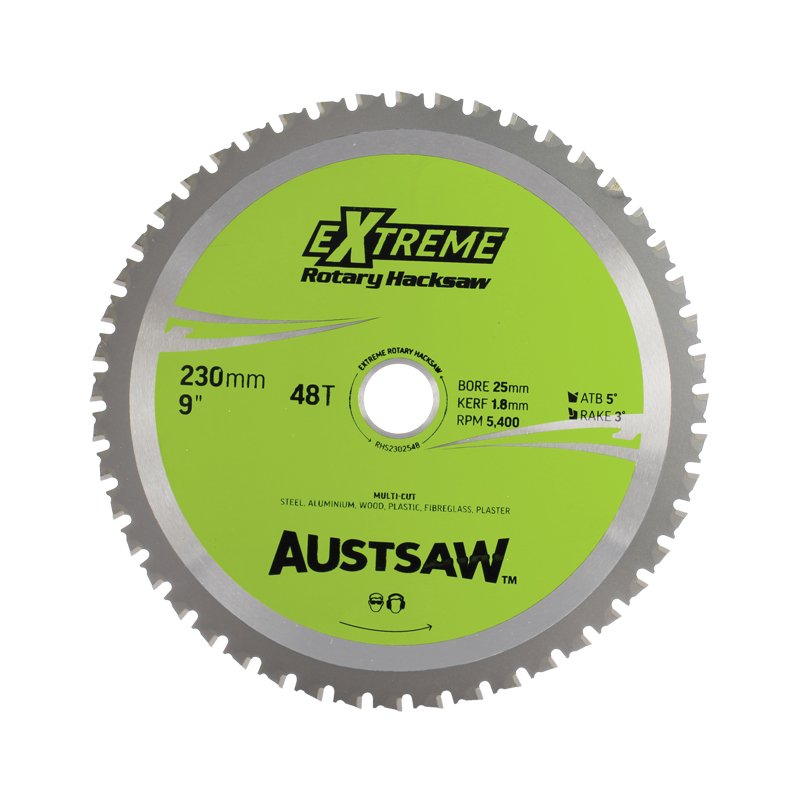 Austsaw 230mm (9in) Rotary Hacksaw Blade 25mm Bore 48 Teeth RHS2302548 Multicut Blades Austsaw