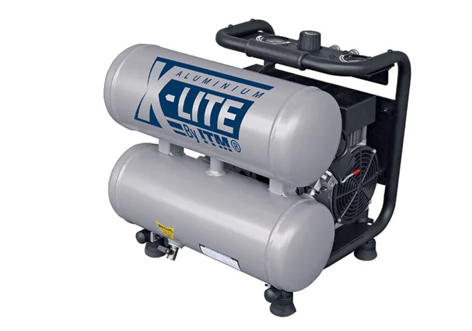 X-LITE AIR COMPRESSOR SILENT 2HP ALUMINIUM TWIN TANK 16L FAD 125L/MIN ...