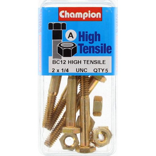 Champion Bolt and Nuts 2” x 1/4 BC12 Screws and Nuts Champion