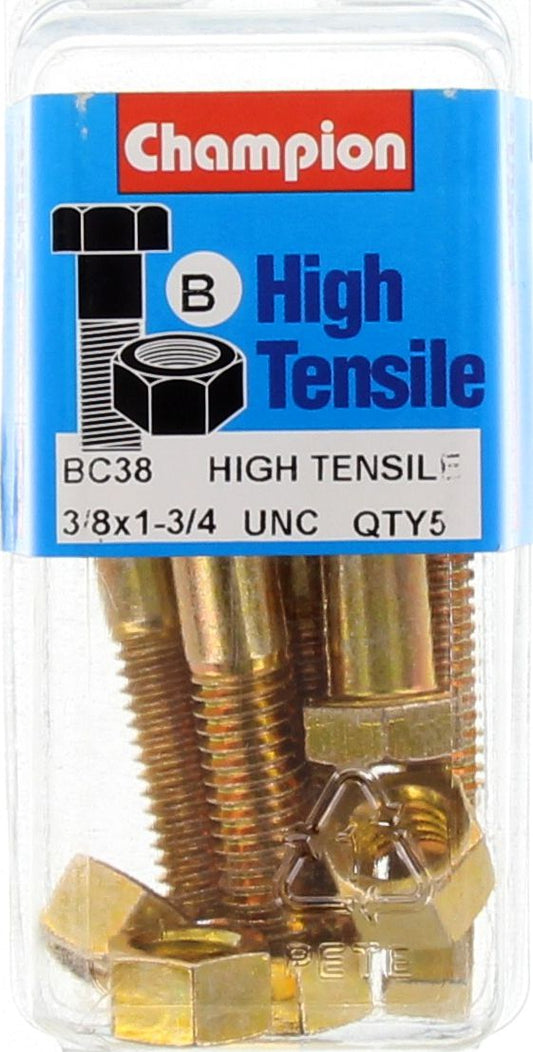 Champion Bolt and Nuts 1-3/4” x 3/8 BC38 Screws and Nuts Champion