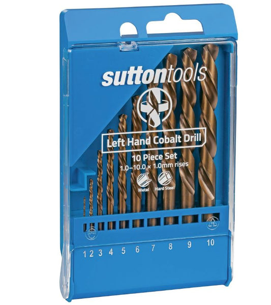 Sutton 10PC Left Hand HSS Jobber Drill Set 1.0-10.0 x 1.0mm Rises D202LH10M Drill Bit Sutton Tools