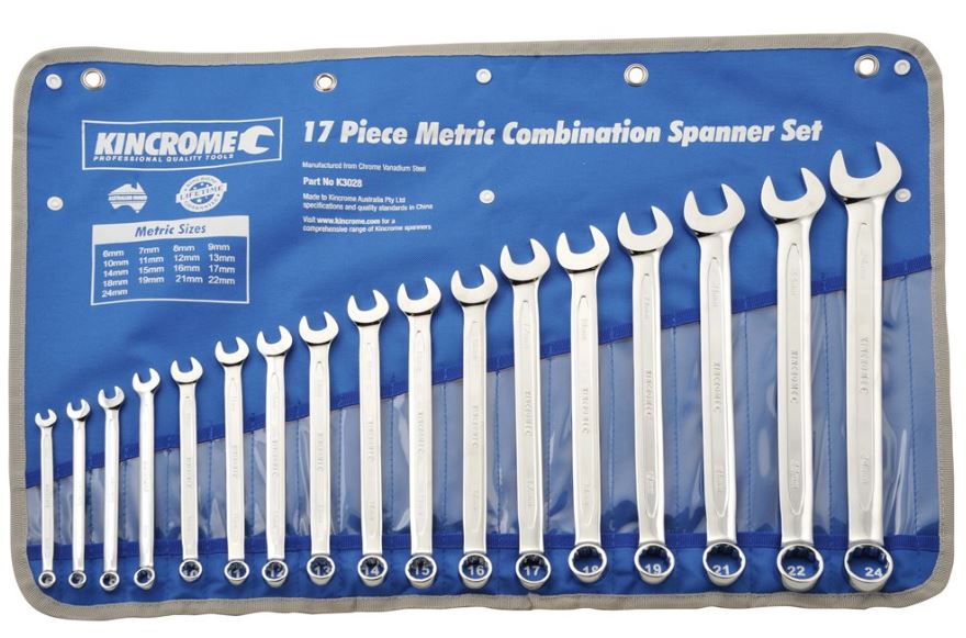 Kincrome Combination Spanner Set 17 Piece Metric K3028 Spanner Kincrome