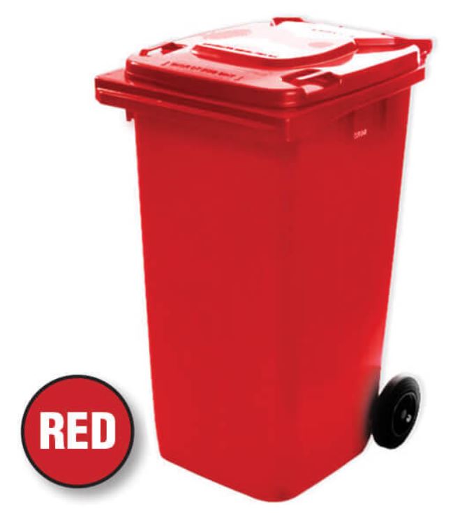 Wheelie Bin 240L Assorted Colors Rubbish Bin Richmond Rolling Solutions Red