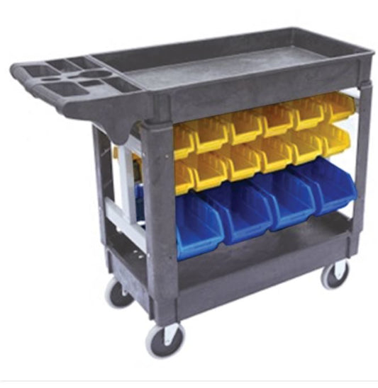 250kg 2 Shelf Trolley with Bin Parts 1185x650x855mm SPR006 Trolley Richmond Rolling Solutions