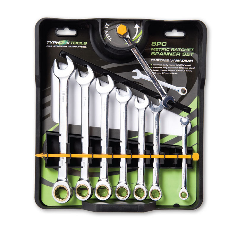 Typhoon Tools 8 piece ratchet spanner set Metric 70021 Spanner Typhoon Tools