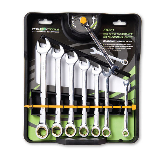 Typhoon Tools 8 piece ratchet spanner set Metric 70021 Spanner Typhoon Tools